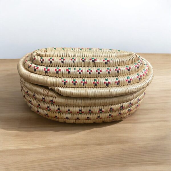 Boho Woven Oval Basket with Lid Seagrass Multi color