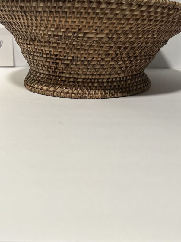 BoHo Woven Rattan? Basket - 12”x4.5” Footed Serving Bowl - Bread / Fruit Bowl - Image 4