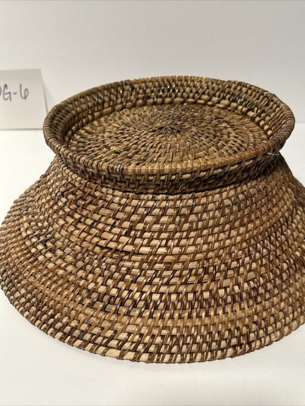 BoHo Woven Rattan? Basket - 12”x4.5” Footed Serving Bowl - Bread / Fruit Bowl - Image 5