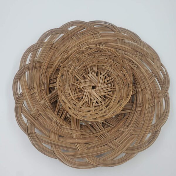 Boho Woven Rattan Basket Tray 12" and Bowl 5.5" Decor Round Vintage Lot of 2 - Image 2