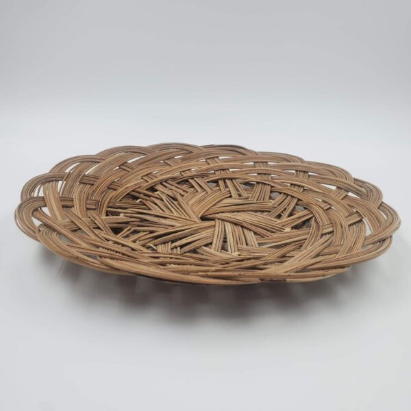 Boho Woven Rattan Basket Tray 12" and Bowl 5.5" Decor Round Vintage Lot of 2 - Image 3