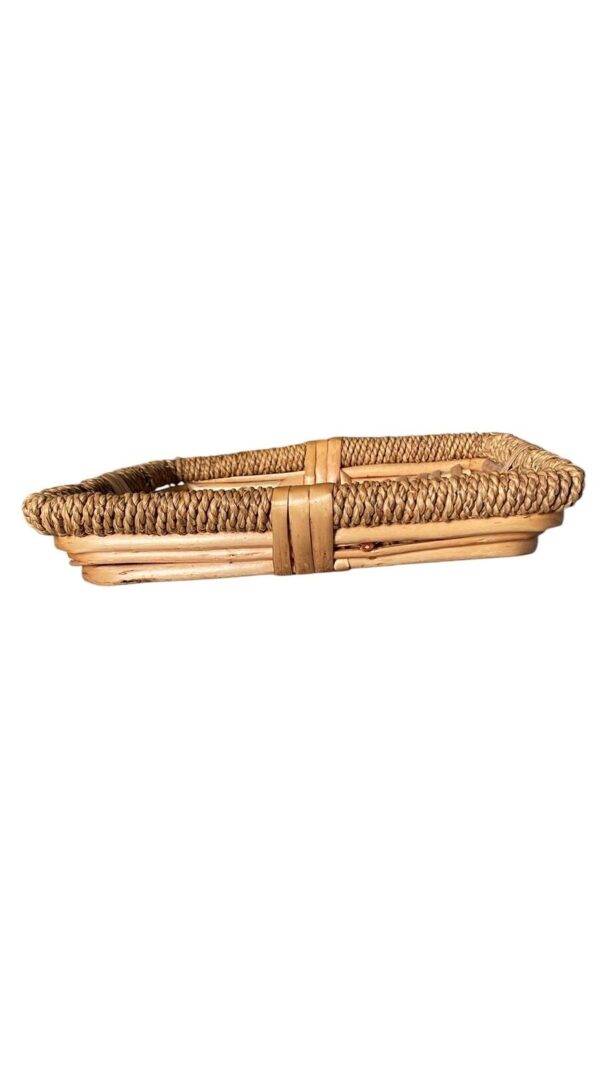 Boho Woven Rattan Wicker Tray - Square Braided Basket - Size 11x11x2 - Image 2