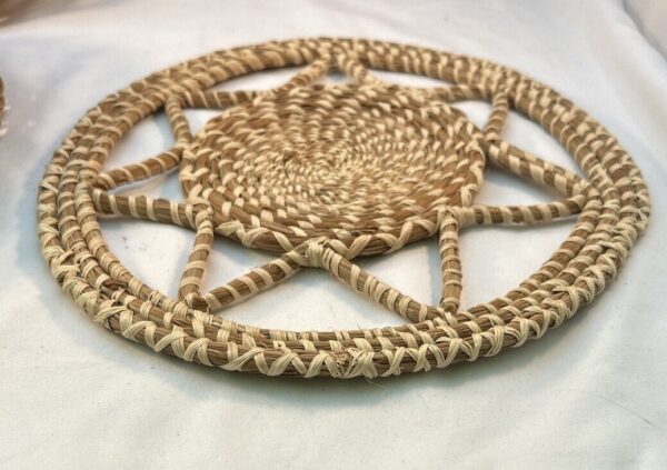 Boho Woven Star Shape Basket Trivet Hot Plate Protector. Basket Wall Hanging - Image 2