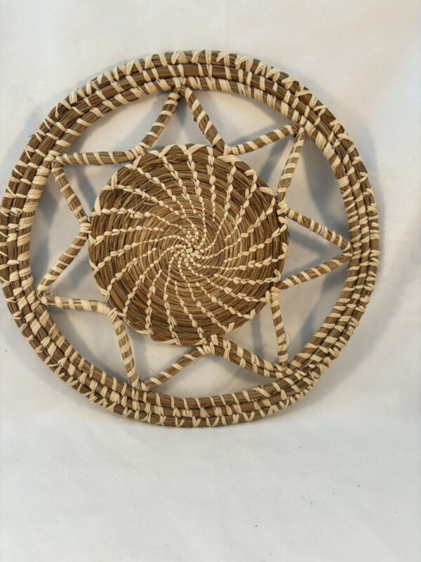 Boho Woven Star Shape Basket Trivet Hot Plate Protector. Basket Wall Hanging - Image 4