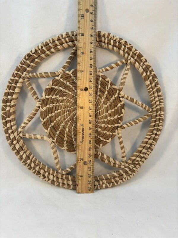 Boho Woven Star Shape Basket Trivet Hot Plate Protector. Basket Wall Hanging - Image 5