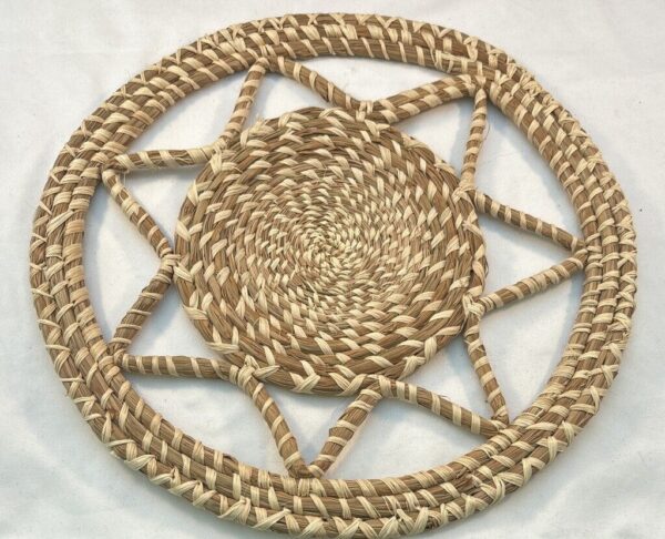 Boho Woven Star Shape Basket Trivet Hot Plate Protector. Basket Wall Hanging