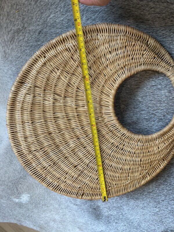 Boho Woven Wicker Wall Pockets Hanging Rattan Baskets Set of 2 Decor Vtg SEE - Image 3