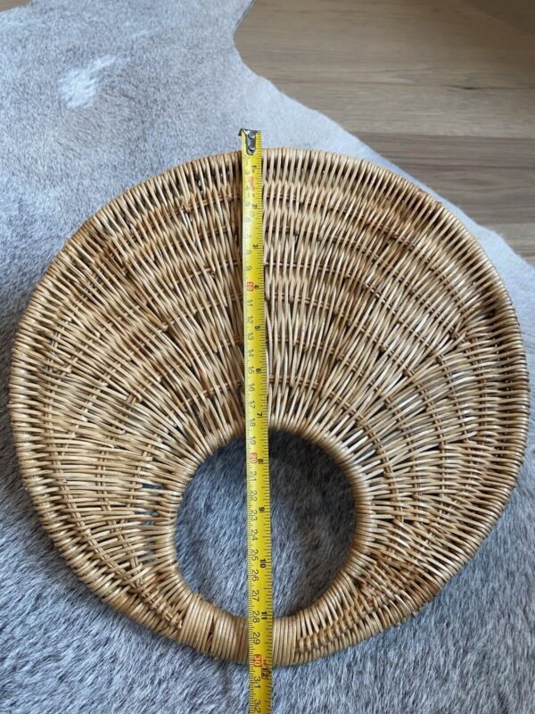 Boho Woven Wicker Wall Pockets Hanging Rattan Baskets Set of 2 Decor Vtg SEE - Image 4