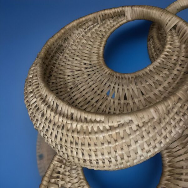 Boho Woven Wicker Wall Pockets Hanging Rattan Baskets Set of 3 Decor Vtg SEE - Image 5