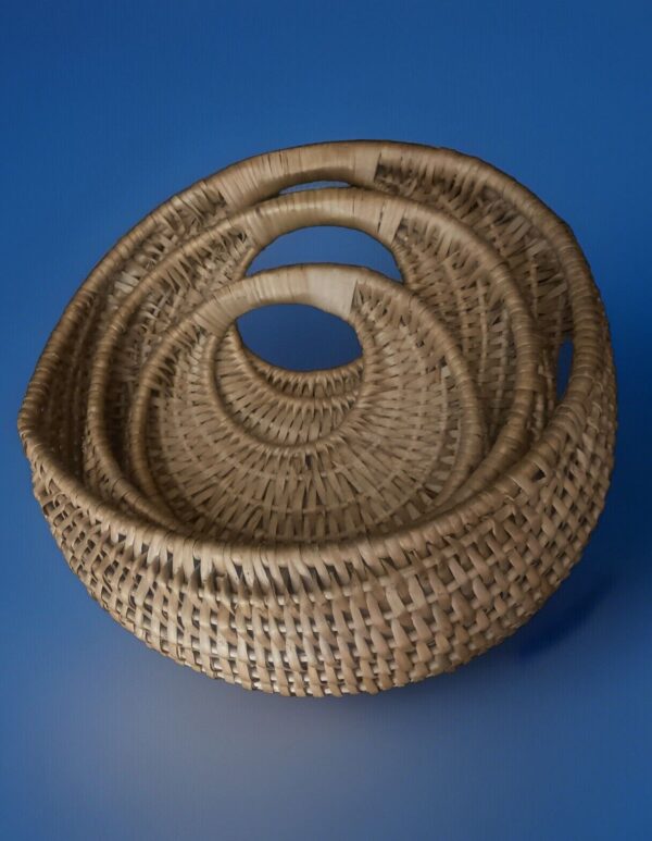 Boho Woven Wicker Wall Pockets Hanging Rattan Baskets Set of 3 Decor Vtg SEE