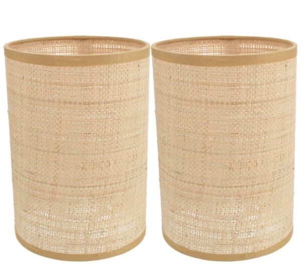 Brand New Set Of 2 Lamp Shade Wall Sconce Rattan Cylinder Decor 14cm X 20cm