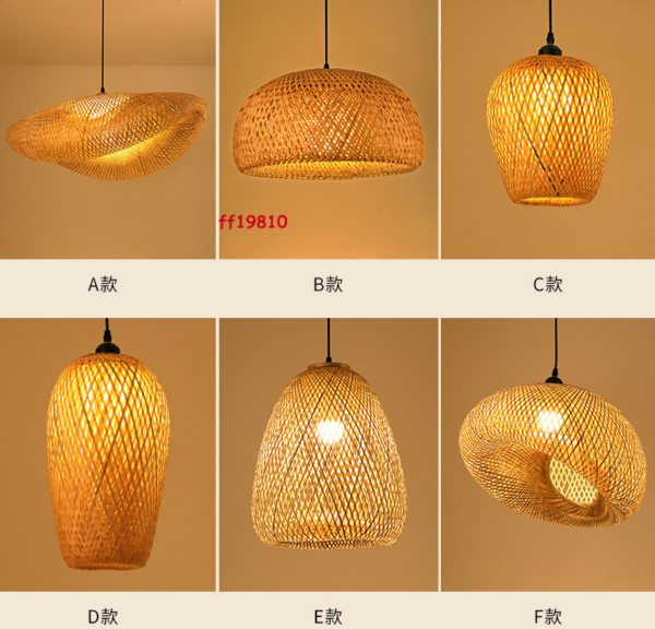 Burning Bush Rattan Chandelier Japanese Style Bamboo Pendant Light Hanging Lamp - Image 6