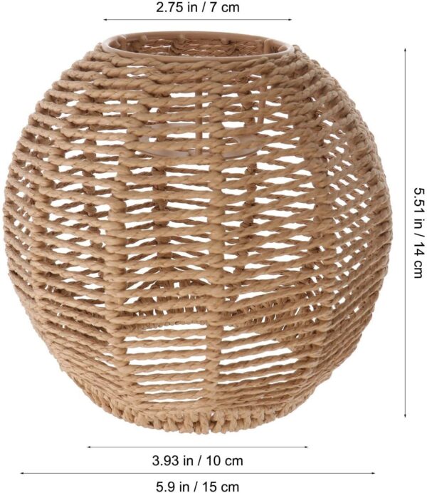 Cabilock Woven Pendant Lamp Shade Vintage Rattan Weave Chandelier Lampshade Ligh - Image 2