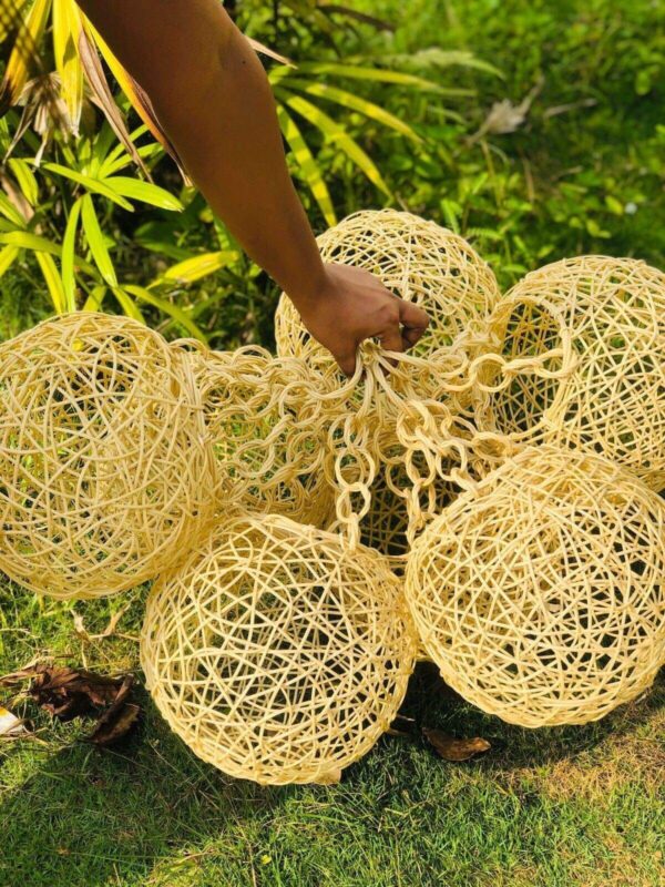 Ceylon Handmade Cane Bulb Light Shade Round Cover Eco Friendly Home Decorate New - Image 4