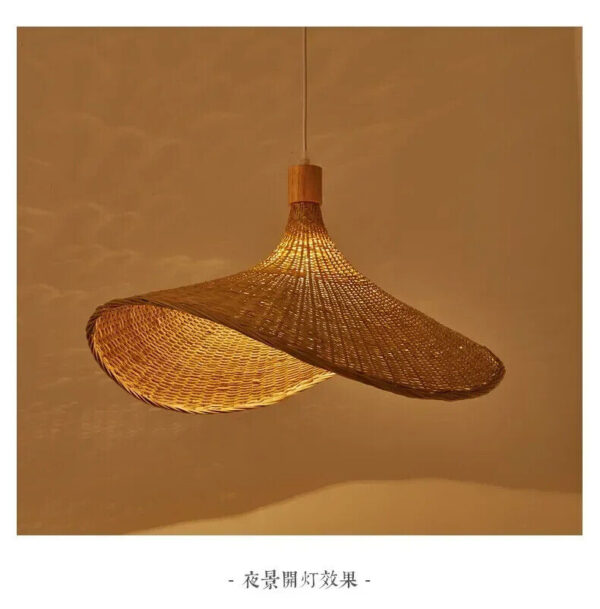 Chandelier Hanging Lamp Ceiling Handmade Rattan Pendant Light Fixture Weaving - Image 3