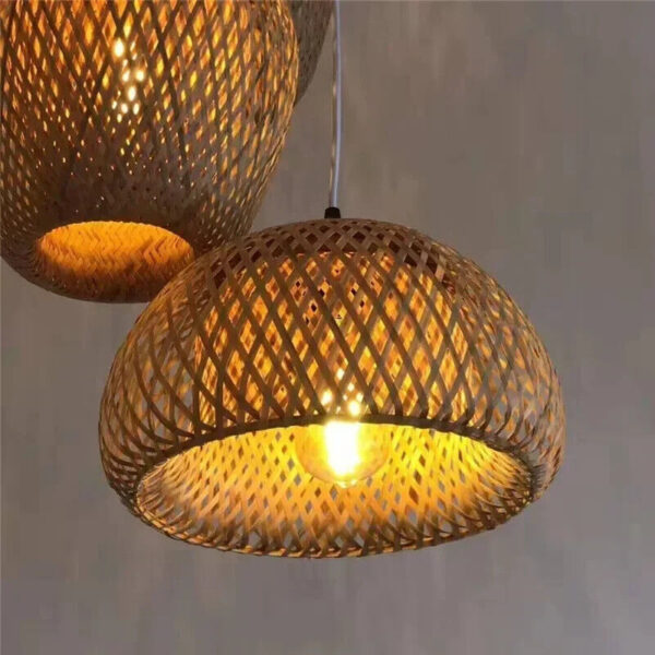 Chandelier Hanging Lamp Ceiling Handmade Rattan Pendant Light Fixture Weaving - Image 6