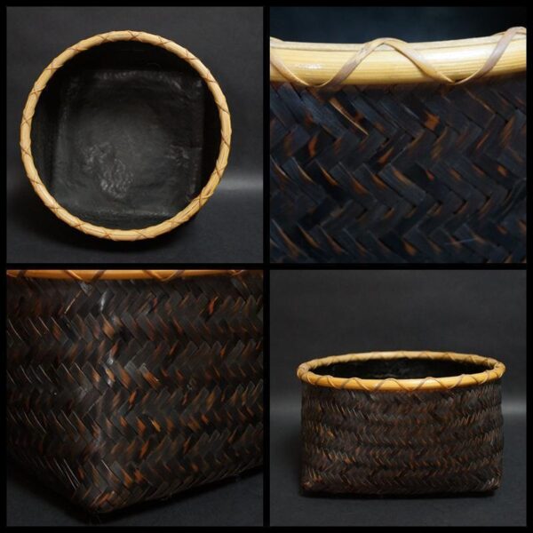 charcoal holder bamboo basket container Japanese antique 10.2inch - Image 2