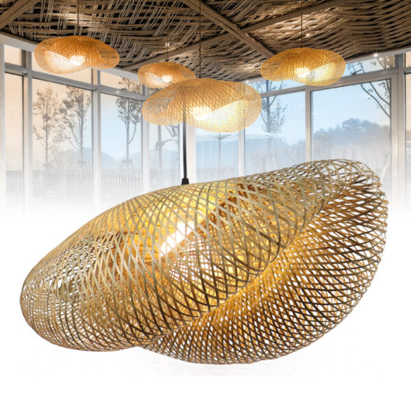 Creative Bamboo Rattan Lampshade Pendant Light Hollow Woven Ceiling Light - Image 2