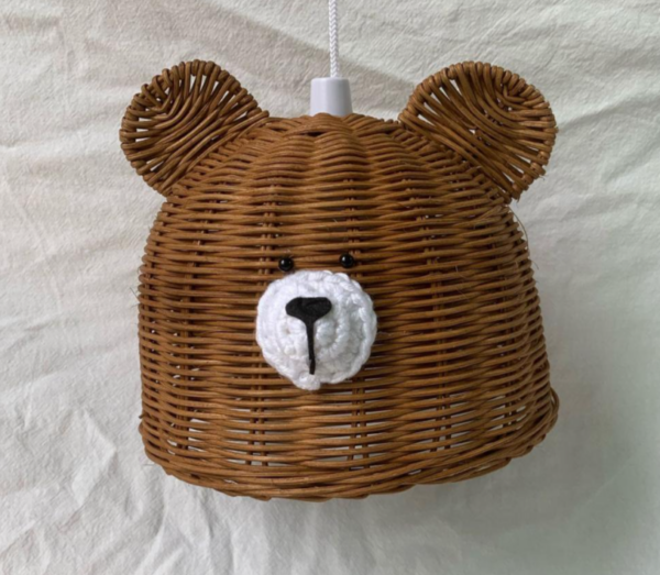 Creative Cute Bear Rattan Lampshade Cover Hanging Lamp Decorative Pendant Light - Image 2