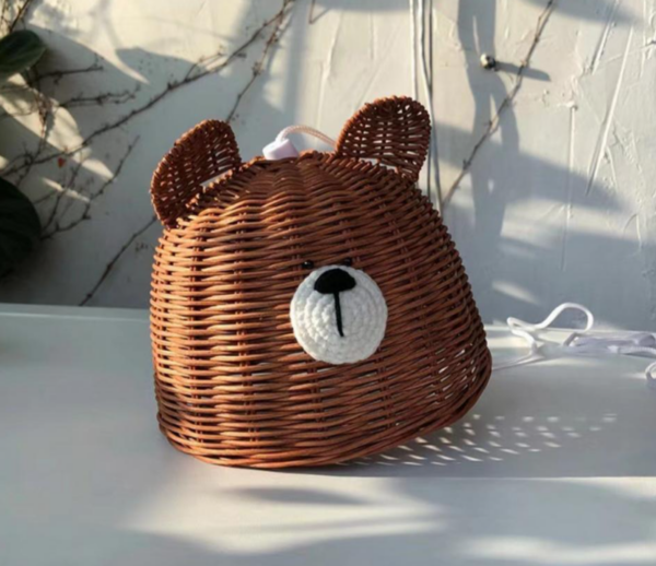 Creative Cute Bear Rattan Lampshade Cover Hanging Lamp Decorative Pendant Light - Image 4