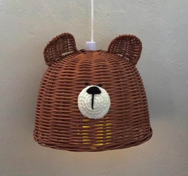 Creative Cute Bear Rattan Lampshade Cover Hanging Lamp Decorative Pendant Light - Image 6