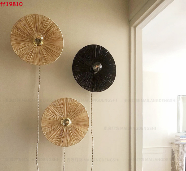 Creative Rattan Linen Wall Light Handmade Led Wall Lamp Bedroom Corridor Home - Image 5