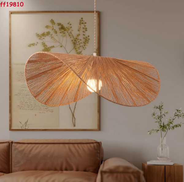 Creative Umbrella Rattan Bamboo Chandelier Ceiling LED Hat Light Lamp Fixture - Image 4