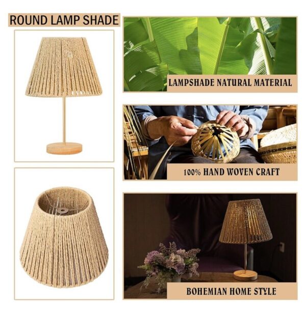 Defined Deco Small Rattan Lamp Shade - 10 inch Boho Bell Lamp Shades Set of 1 - Image 2