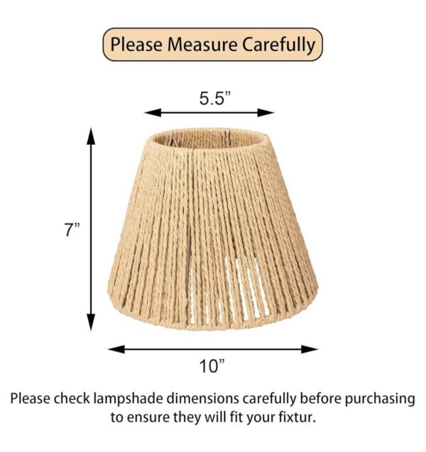 Defined Deco Small Rattan Lamp Shade - 10 inch Boho Bell Lamp Shades Set of 1 - Image 4