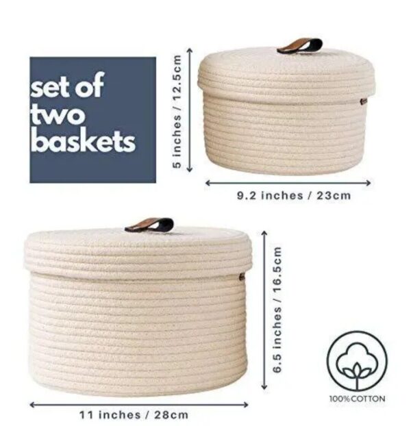 DENJA & CO Round Baskets with Lids - Set of 2 *Decorative Baskets with Lids* - Image 3