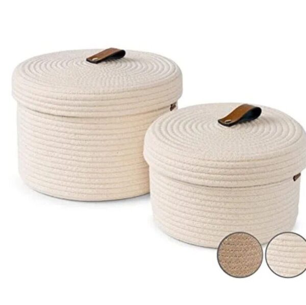 DENJA & CO Round Baskets with Lids - Set of 2 *Decorative Baskets with Lids*