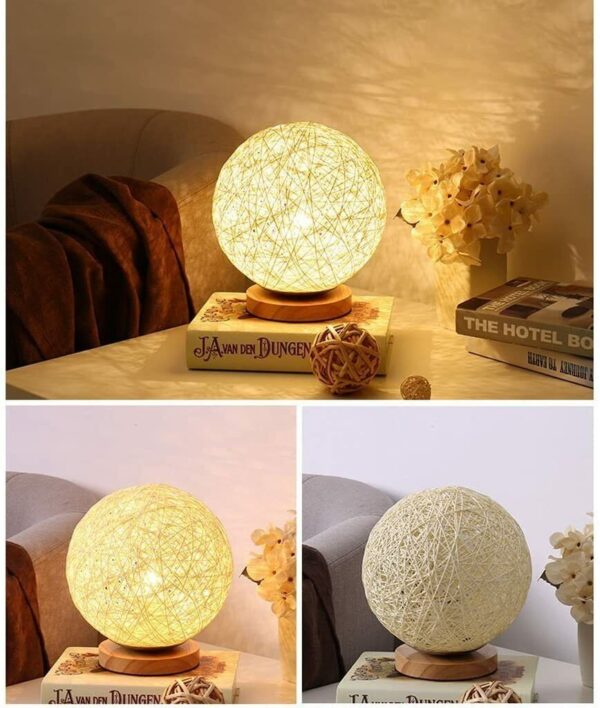 DeYich LED Desk Light Hand-woven Hemp Rope Rattan Lampshade Asian Lamp JAPAN NEW - Image 3