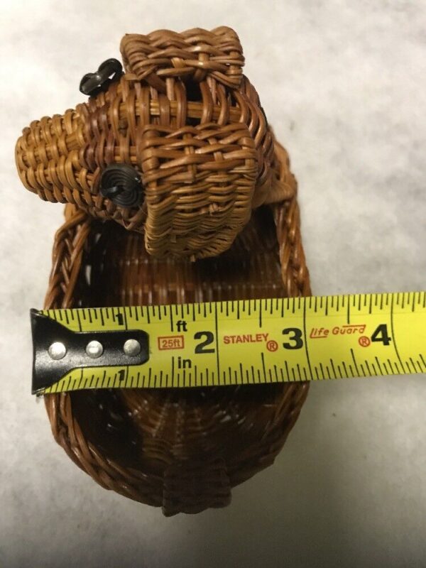 DOG Wicker Basket Cute 5 1/2" LONG x 4" tall SMALL BASKET FOR KEYS CHANGE ETC - Image 4