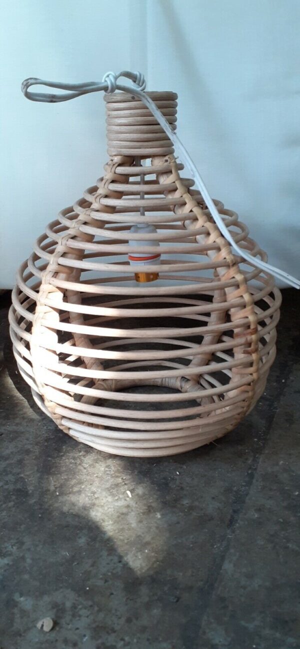 Double Rattan Wicker Handwoven Lampshade Pendant Beach Chandelier Boho Home Deco - Image 2