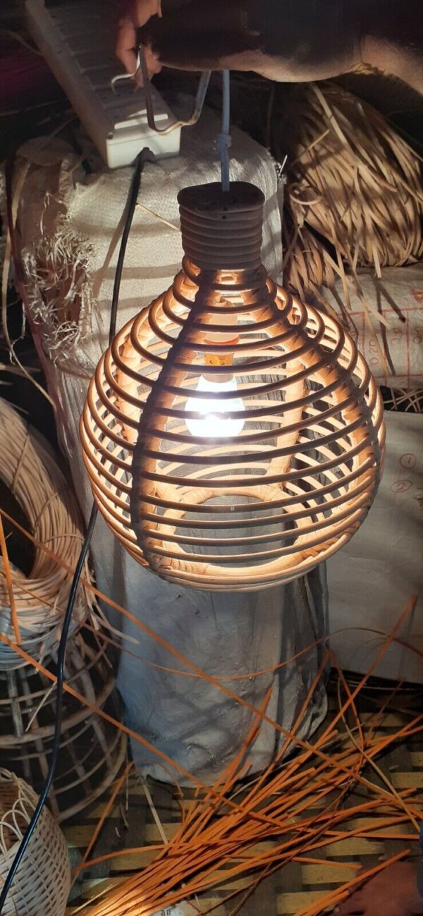 Double Rattan Wicker Handwoven Lampshade Pendant Beach Chandelier Boho Home Deco - Image 4