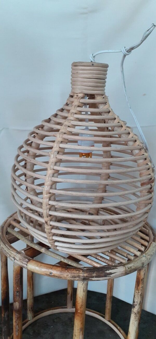 Double Rattan Wicker Handwoven Lampshade Pendant Beach Chandelier Boho Home Deco - Image 5