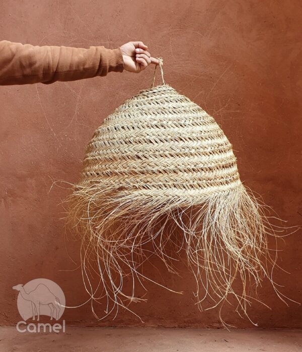 Doum ball suspension with fringes Moroccan Rattan Palm || Raffia Palm