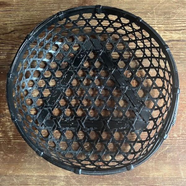 Dyed Black Bamboo Basket with Lid, 22cm Hexagonal Confectionery Container Japa - Image 3