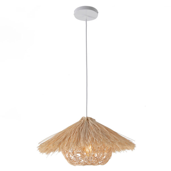 E26 Wicker Rattan Shade Pendant Light Hand-Woven Farmhouse Ceiling Lamp Fixture - Image 5