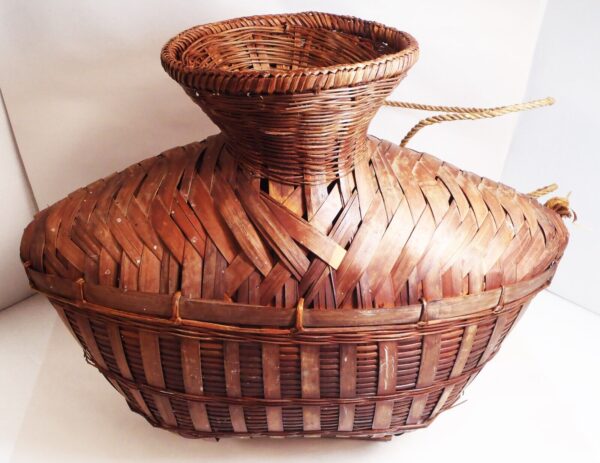 Early 20th Century Large Rattan Fish Basket (18ʺW × 8ʺD × 16ʺH)