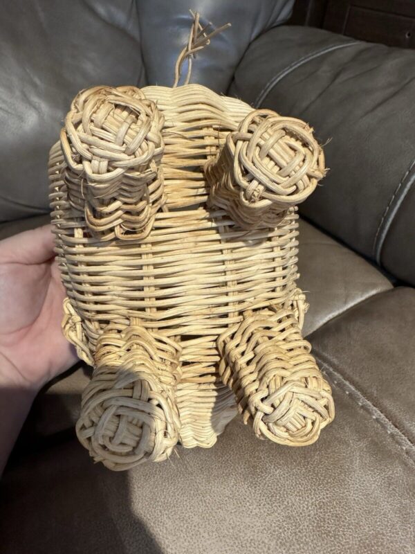 Elephant Planter Wicker Rattan Basket 6.5 Inches Tall Boho - Image 5