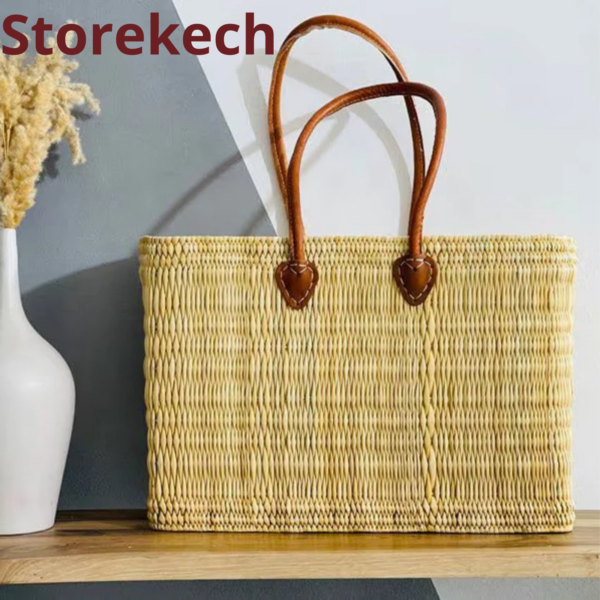 Embroidered Straw Bag,Moroccan Straw Bag, French Basket , Shopping Basket - Image 5