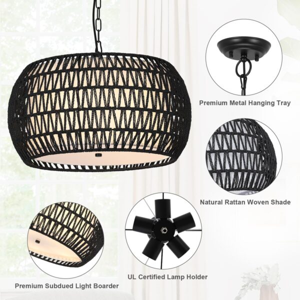 Farmhouse Chandeliers for Dining Room,5-Lights Rattan Boho Chandelier Light F... - Image 5