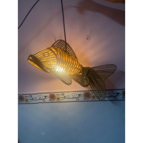 Fish lamp rattan pendant light shade wicker fish lighting carp hanging lamp - Image 2