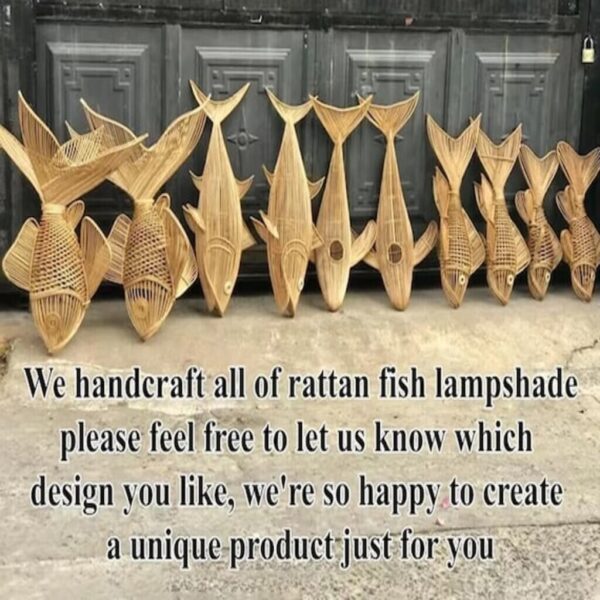 Fish pendant light for kitchen island rattan chandelier lighting made to order - Image 3