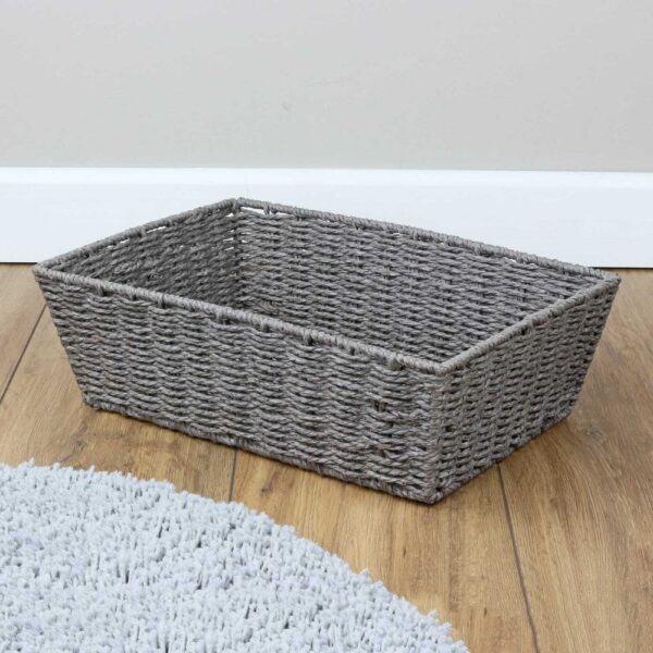 Grey Rope Paper Tray Hamper Basket