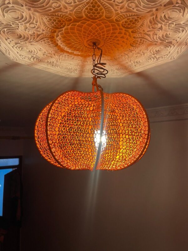 Halloween Pumpkin Raffia Lampshade Wicker lampshade Suspension ball in raffia - Image 4