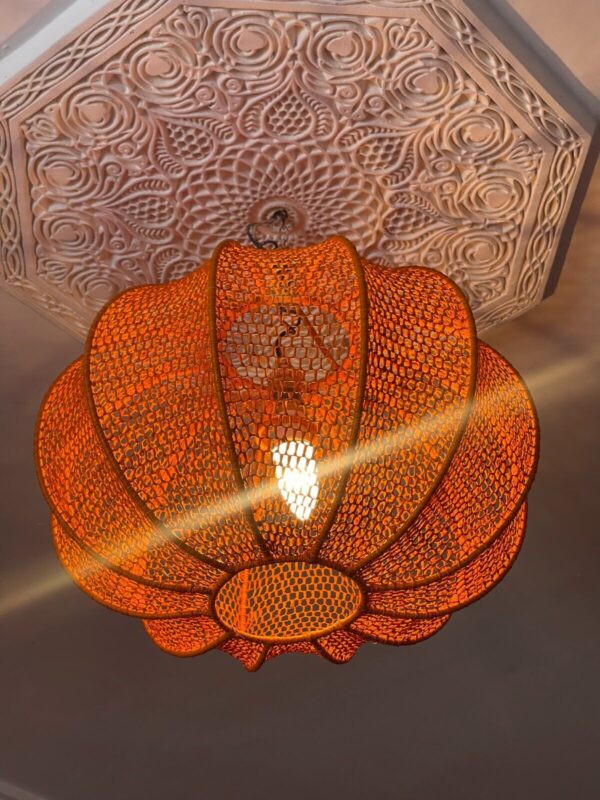 Halloween Pumpkin Raffia Lampshade Wicker lampshade Suspension ball in raffia - Image 6