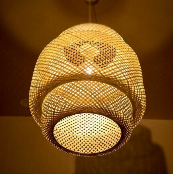 Hand Bamboo Wicker Pendant Light Fixtures Modern Rattan Ceiling Lamp Room Bar - Image 3