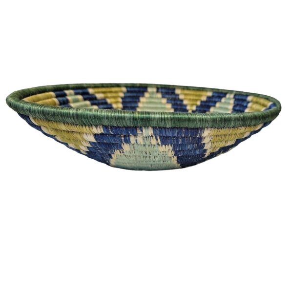 Hand Coiled Woven African Round Grass Basket Wall Baskets Hanging Art BOHO 12" S - Image 4